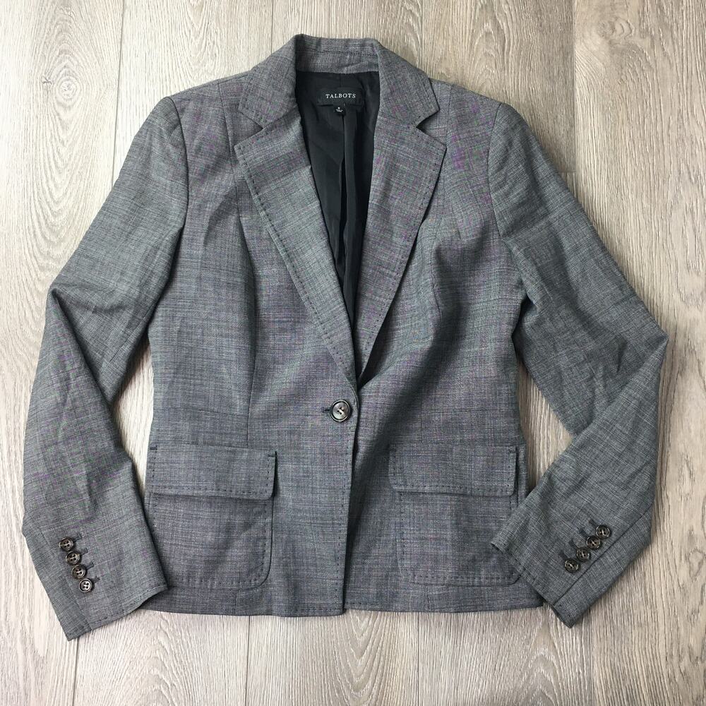 Talbots One Button Lined Notch Flap Pockets Wool … - image 1